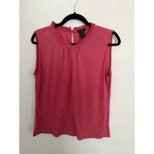 Ann Taylor Women’s Sleeveless Ruffle Neck Blouse Coral Color